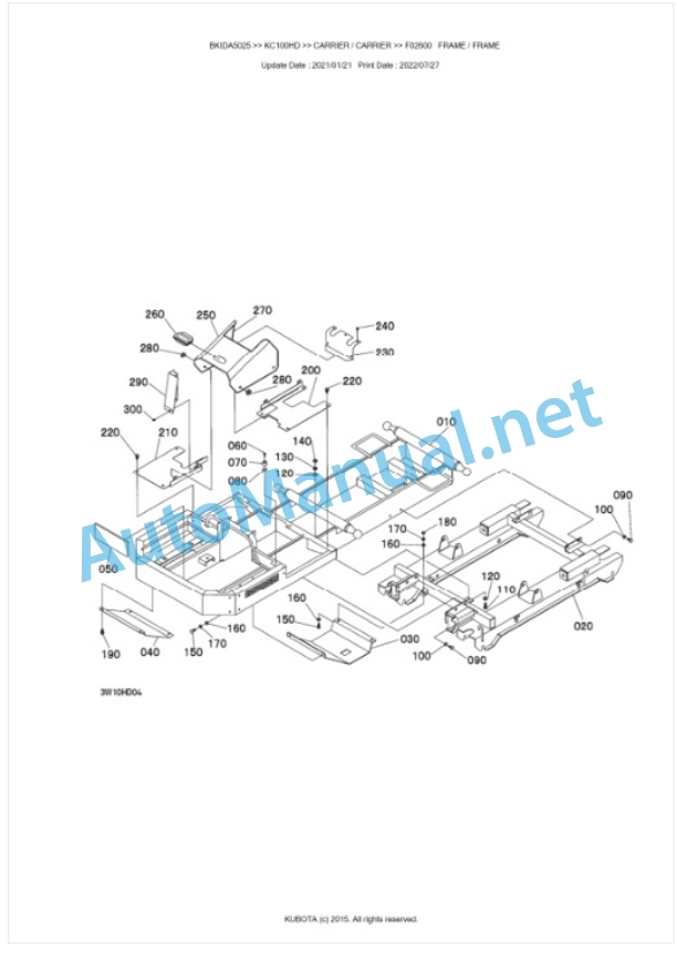 Kubota KC100HD Parts Manual PDF BKIDA5025-3