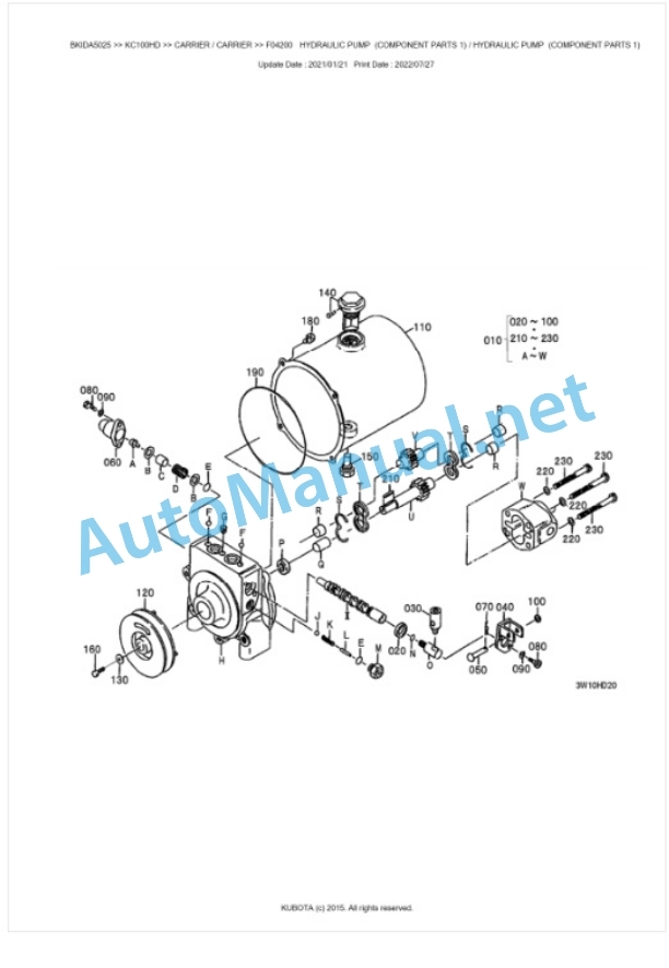 Kubota KC100HD Parts Manual PDF BKIDA5025-5