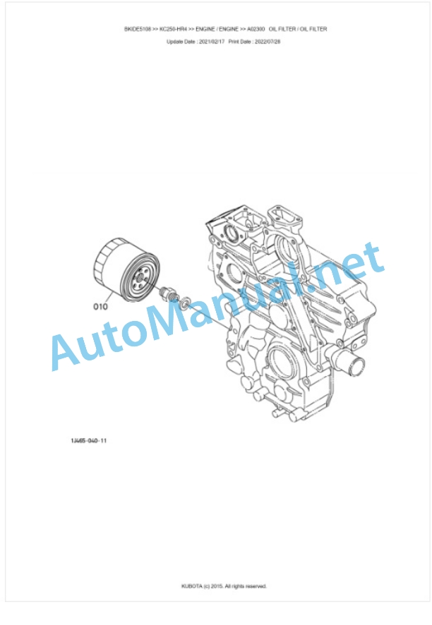 Kubota KC250-HR4 Parts Manual PDF BKIDE5108-3