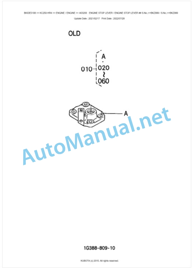 Kubota KC250-HR4 Parts Manual PDF BKIDE5108-4