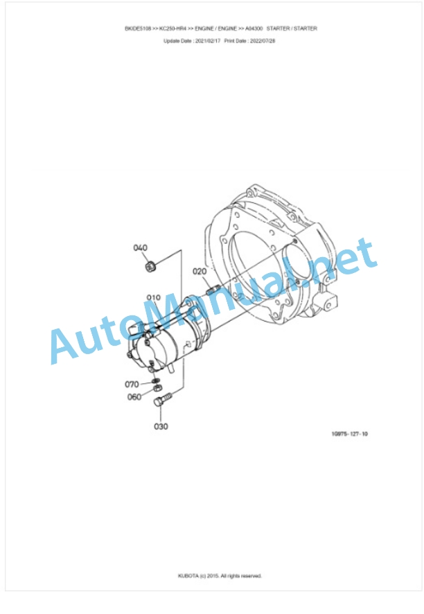 Kubota KC250-HR4 Parts Manual PDF BKIDE5108-5