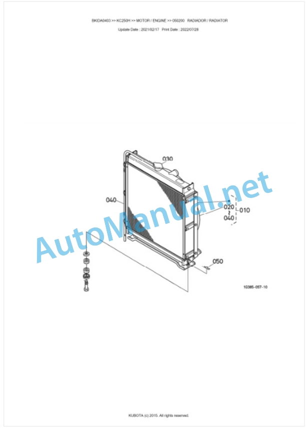 Kubota KC250H Parts Manual PDF BKIDA0403-3