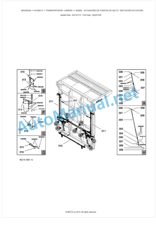 Kubota KC300H-5 Parts Manual PDF BKIDA5226-5