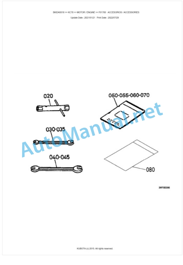 Kubota KC70 Parts Manual PDF BKIDA5018-3