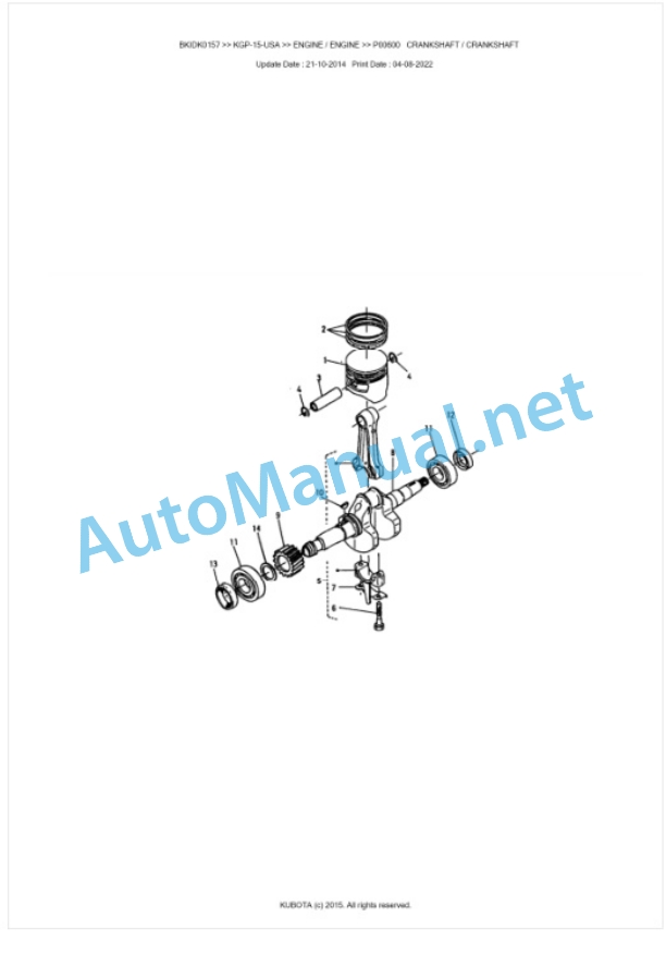 Kubota KGP-15-USA Parts Manual PDF BKIDK0157-3