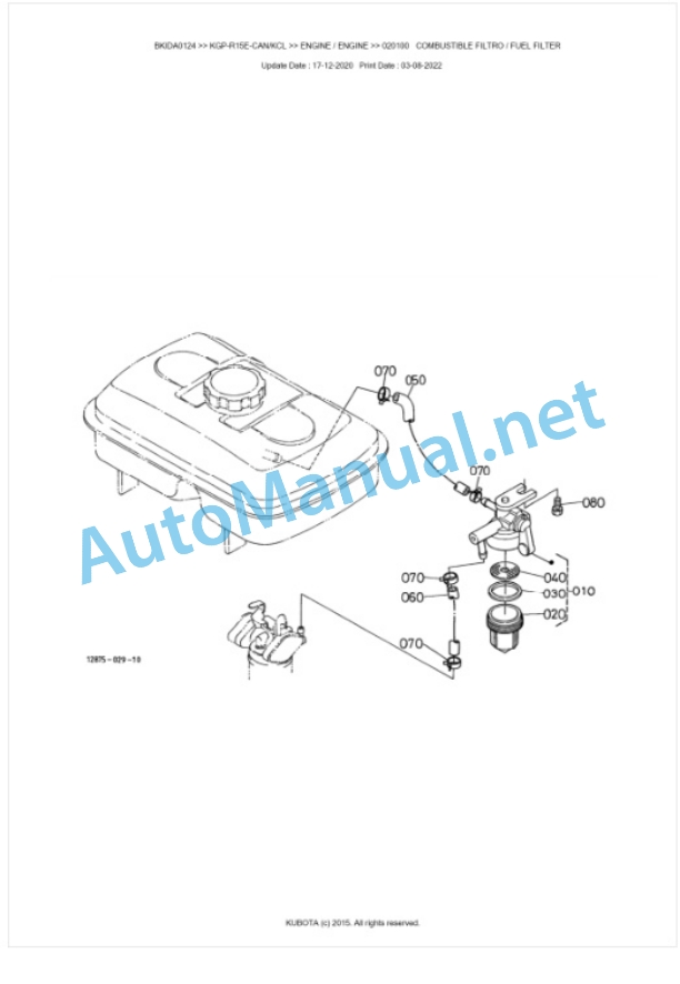 Kubota KGP-R15E-CAN, KGP-R15E-KCL Parts Manual PDF BKIDA0124-2