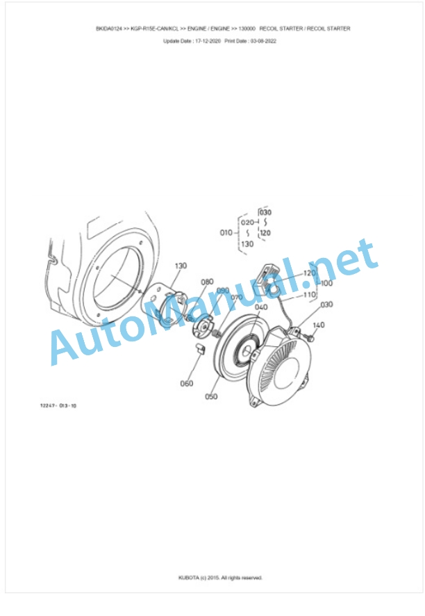 Kubota KGP-R15E-CAN, KGP-R15E-KCL Parts Manual PDF BKIDA0124-5