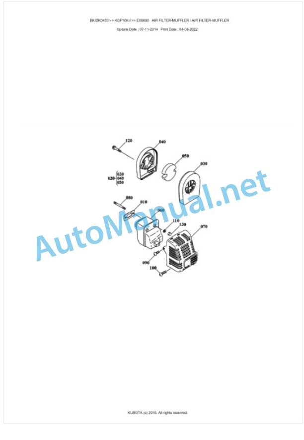 Kubota KGP10KII Parts Manual PDF BKIDK0403-4