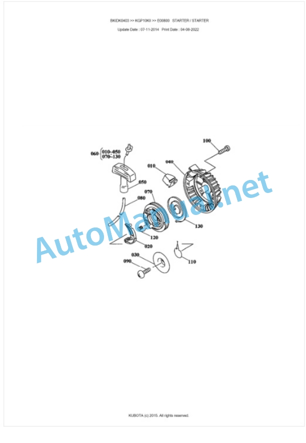 Kubota KGP10KII Parts Manual PDF BKIDK0403-5