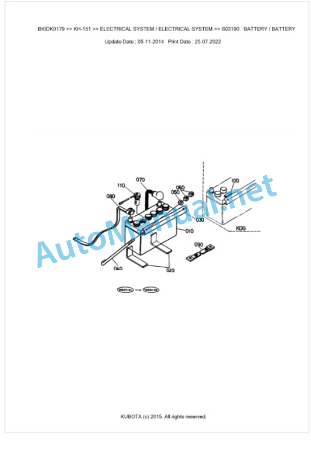 Kubota KH-151 Parts Manual PDF BKIDK0179-2