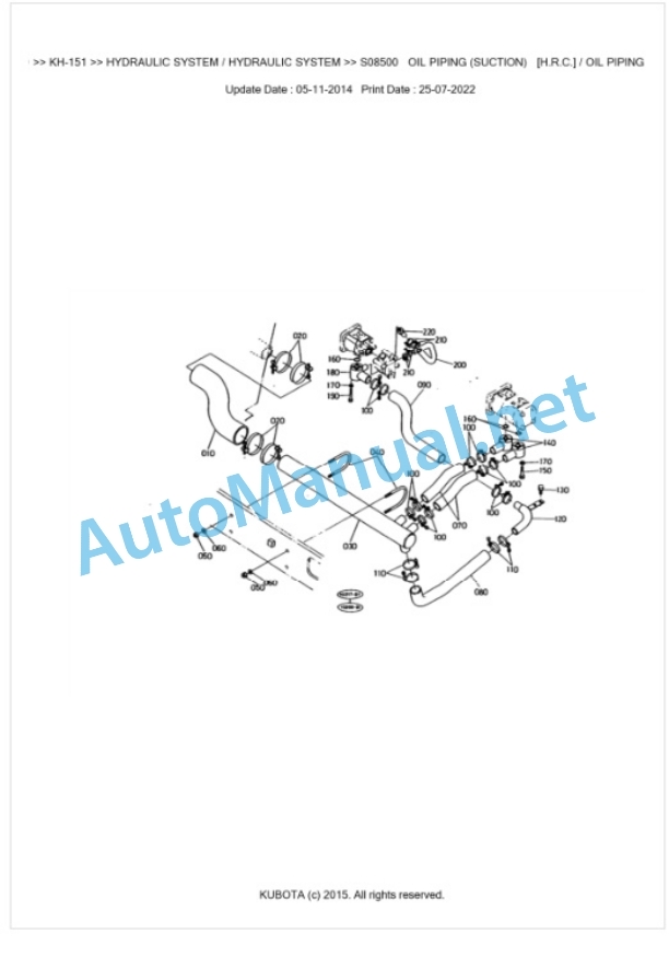 Kubota KH-151 Parts Manual PDF BKIDK0179-4