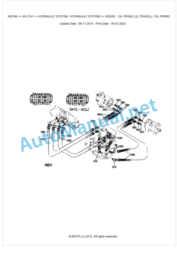 Kubota KH-21H Parts Manual PDF BKIDK0186-4