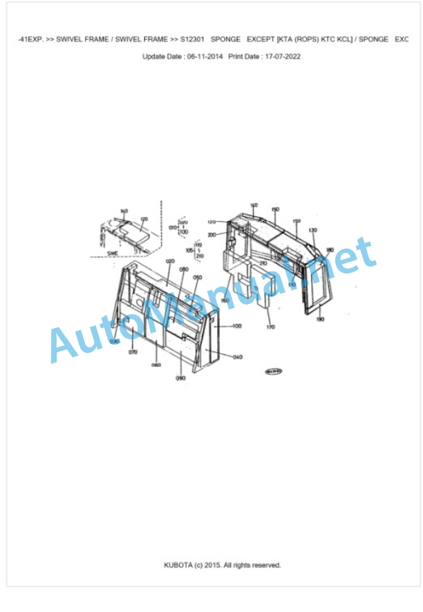 Kubota KH-41EXP. Parts Manual PDF BKIDK0181-5