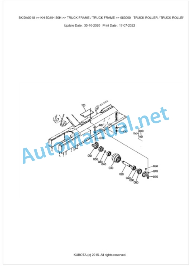 Kubota KH-50, KH-50H Parts Manual PDF BKIDA0018-5