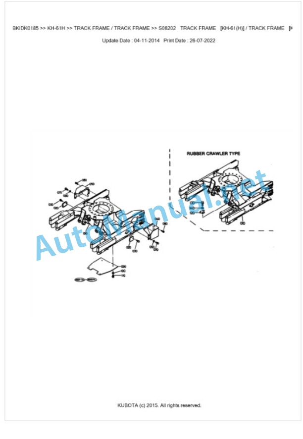 Kubota KH-61H Parts Manual PDF BKIDK0185-5