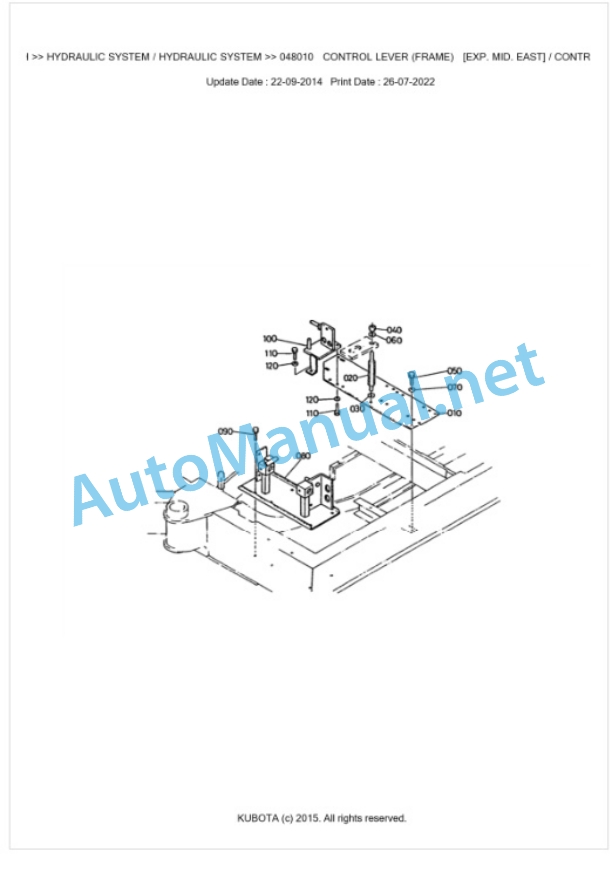 Kubota KH-90, KH-90H Parts Manual PDF BKIDA0017-3