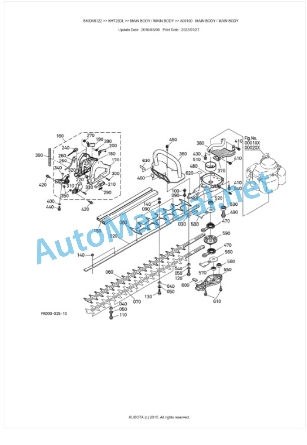 Kubota KHT23DL Parts Manual PDF BKIDA5122-4