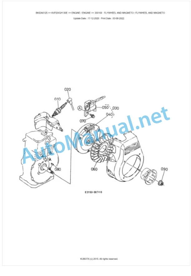 Kubota KVP20, GH130E Parts Manual PDF BKIDA0125-5