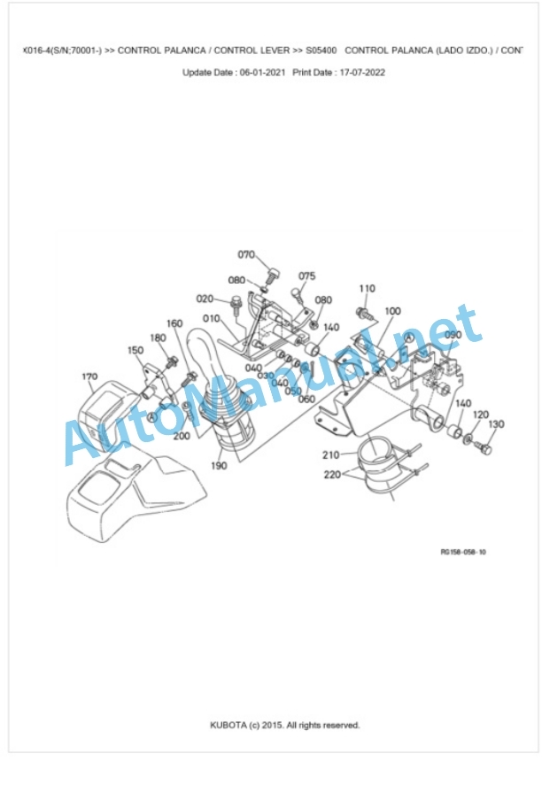 Kubota KX016-4 Parts Manual PDF BKIDA5188-3