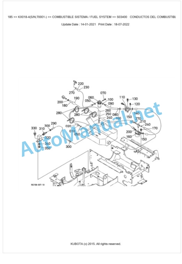 Kubota KX018-4 Parts Manual PDF BKIDA5185-2