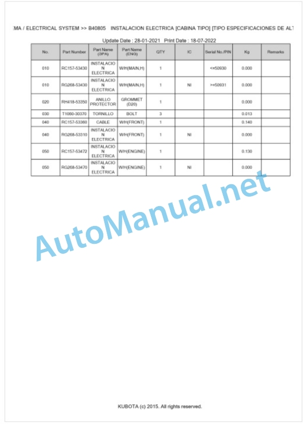 Kubota KX027-4 Parts Manual PDF BKIDK5177-2