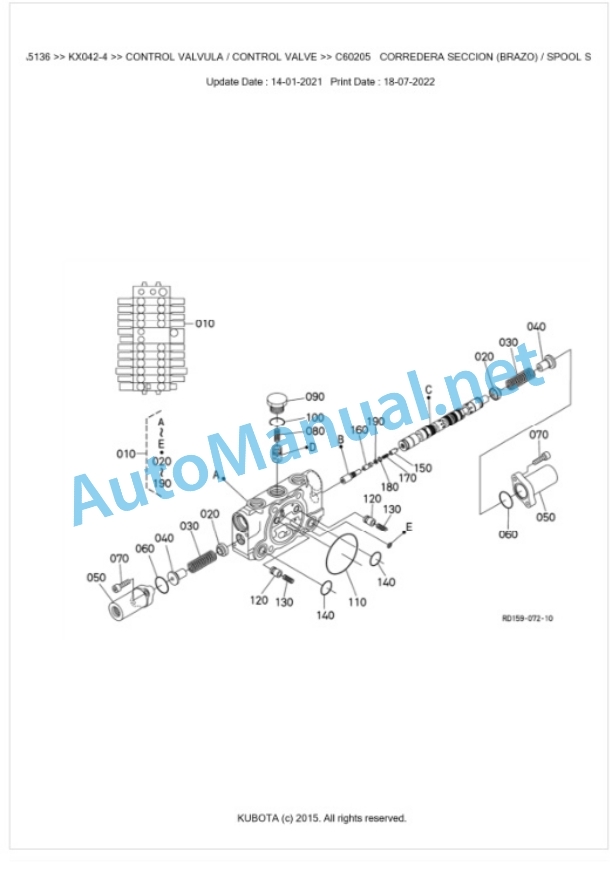 Kubota KX042-4 Parts Manual PDF BKIDA5136-3