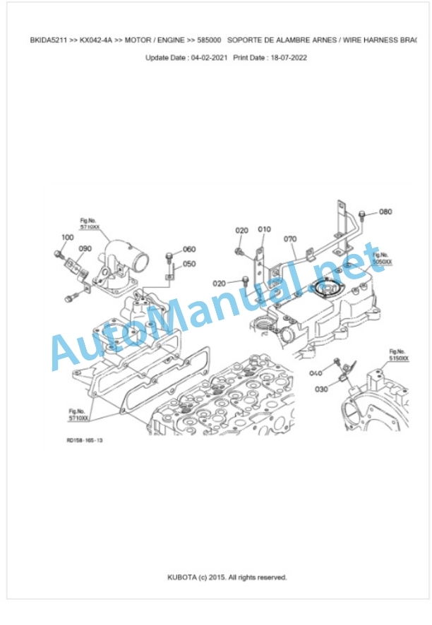 Kubota KX042-4a Parts Manual PDF BKIDA5211-2