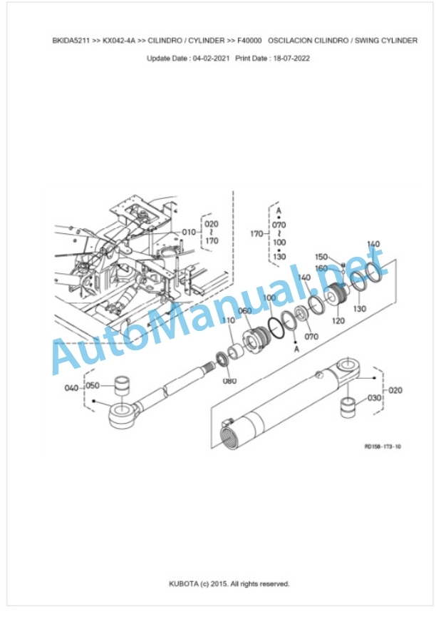 Kubota KX042-4a Parts Manual PDF BKIDA5211-4