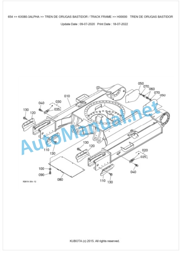 Kubota KX080-3ALPHA Parts Manual PDF BIKIDK0654-5