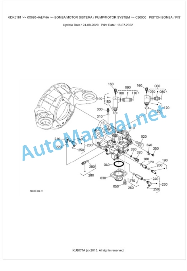 Kubota KX080-4ALPHA Parts Manual PDF BIKIDK5161-3