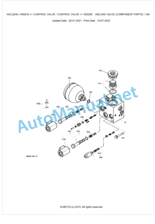 Kubota KX101-3ALPHA3 Parts Manual PDF BKIDA5054-3