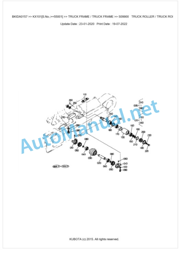 Kubota KX101 Parts Manual PDF BKIDA0157-5