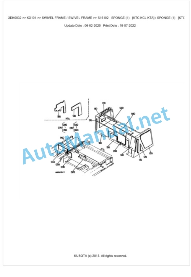 Kubota KX101 Parts Manual PDF BKIDK0032-5