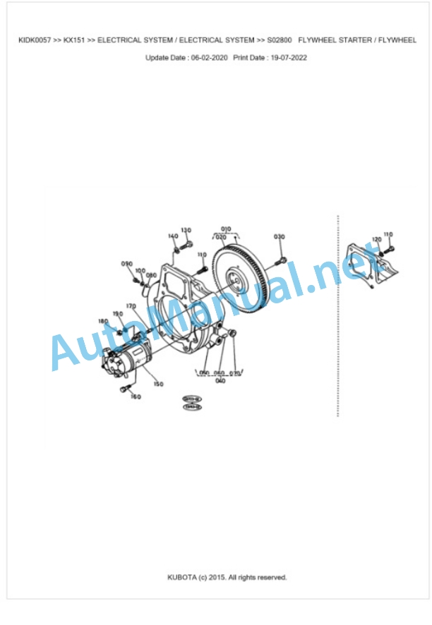 Kubota KX151 Parts Manual PDF BKIDK0057-2