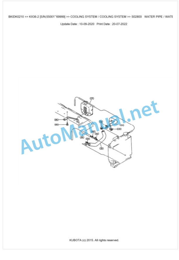 Kubota KX36-2 Parts Manual PDF BKIDK0210-2