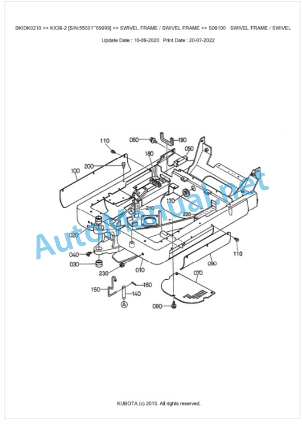 Kubota KX36-2 Parts Manual PDF BKIDK0210-5