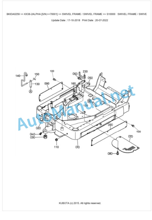 Kubota KX36-2ALPHA Parts Manual PDF BKIDA0259-5