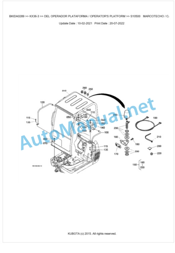 Kubota KX36-3 Parts Manual PDF BKIDA0289-5