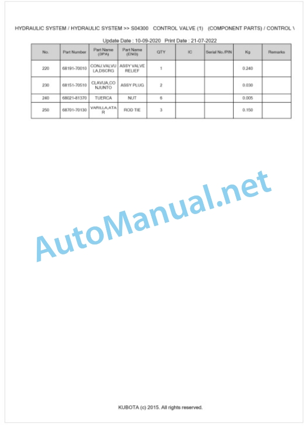 Kubota KX41H Parts Manual PDF BKIDK0187-3