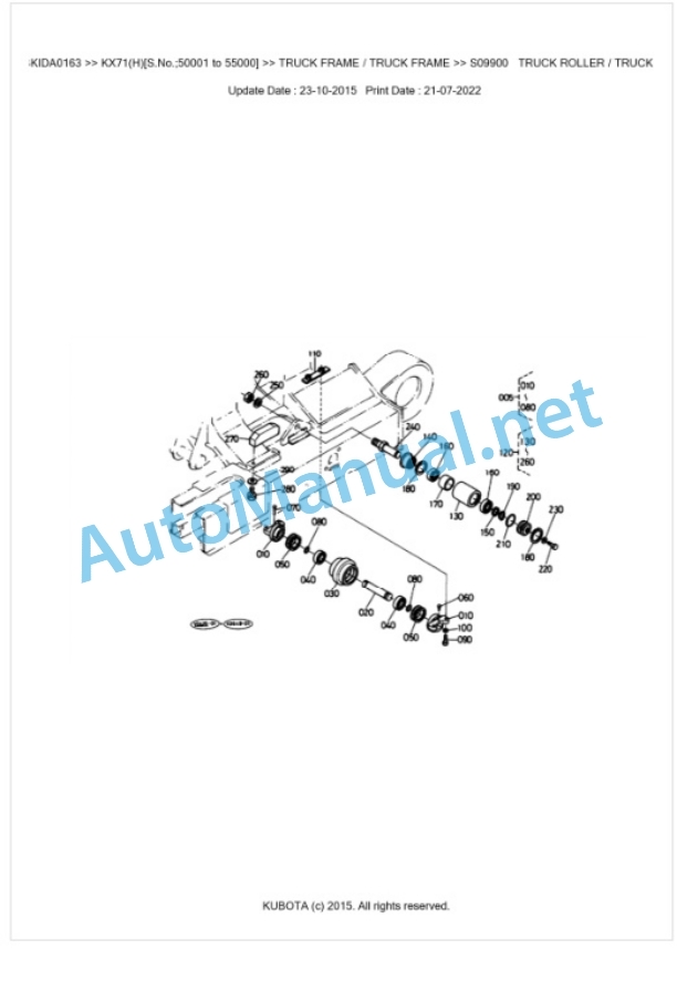 Kubota KX71(H) Parts Manual PDF BKIDA0163-5