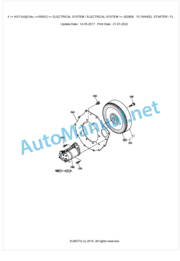 Kubota KX71(H) Parts Manual PDF BKIDA0164-2