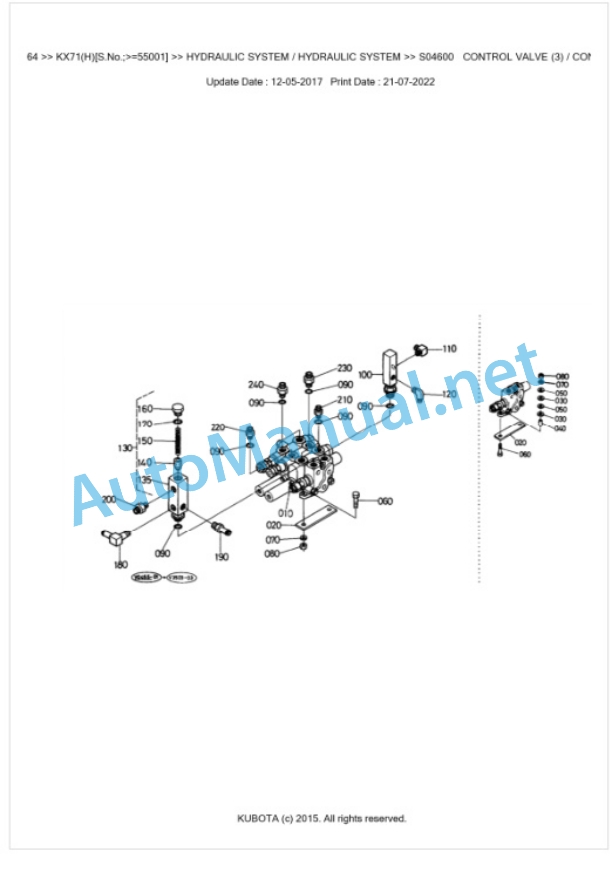 Kubota KX71(H) Parts Manual PDF BKIDA0164-3