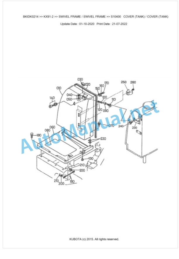 Kubota KX91-2 Parts Manual PDF BKIDK0214-5