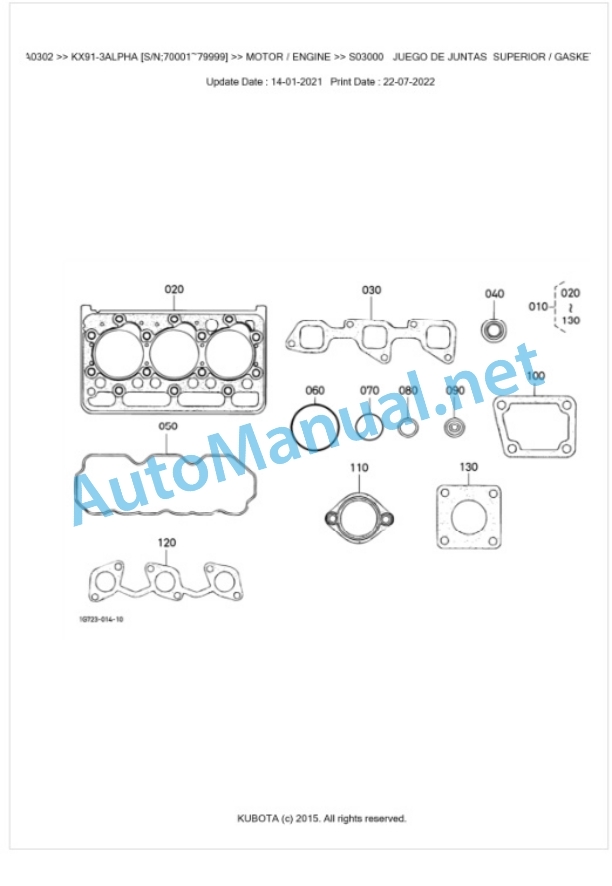 Kubota KX91-3ALPHA Parts Manual PDF BKIDA0302-2