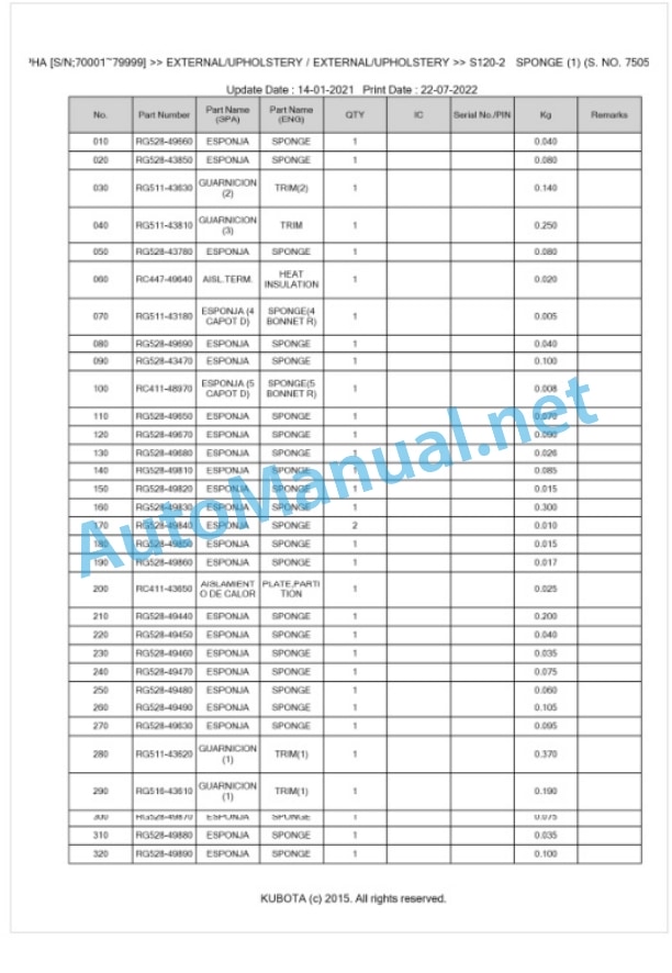 Kubota KX91-3ALPHA Parts Manual PDF BKIDA0302-5