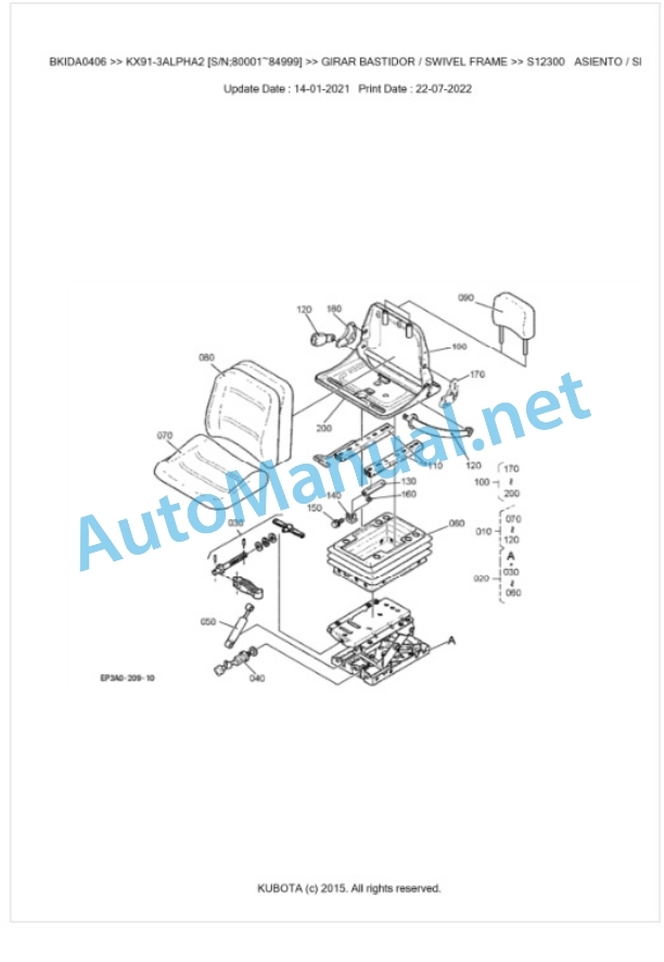 Kubota KX91-3ALPHA2 Parts Manual PDF BKIDA0406-5