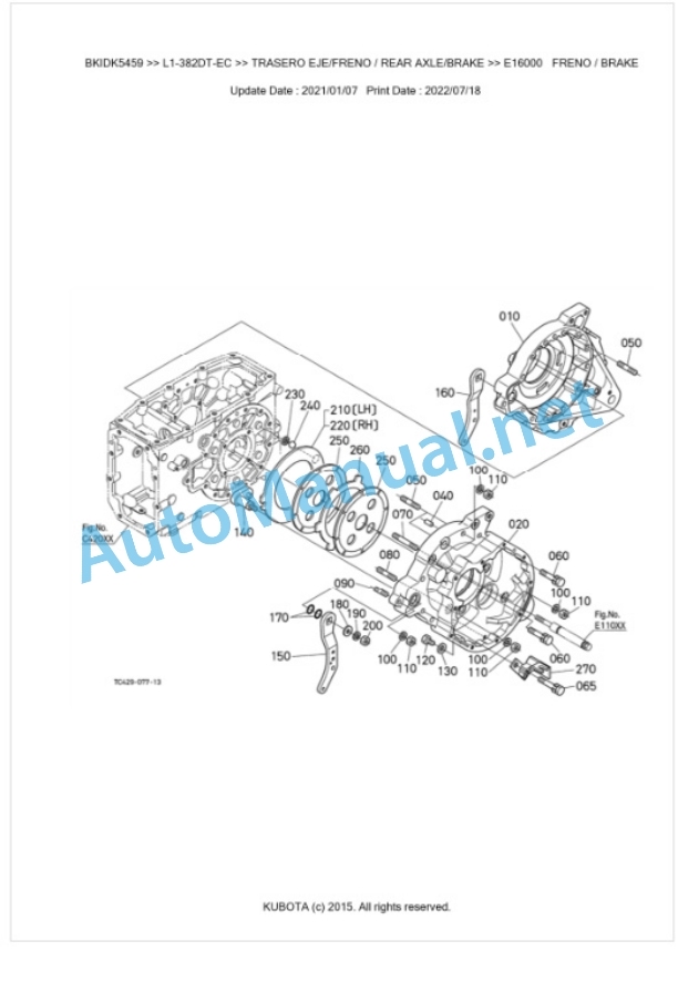 Kubota L1-382DT-EC Parts Manual PDF BKIDK5459-4