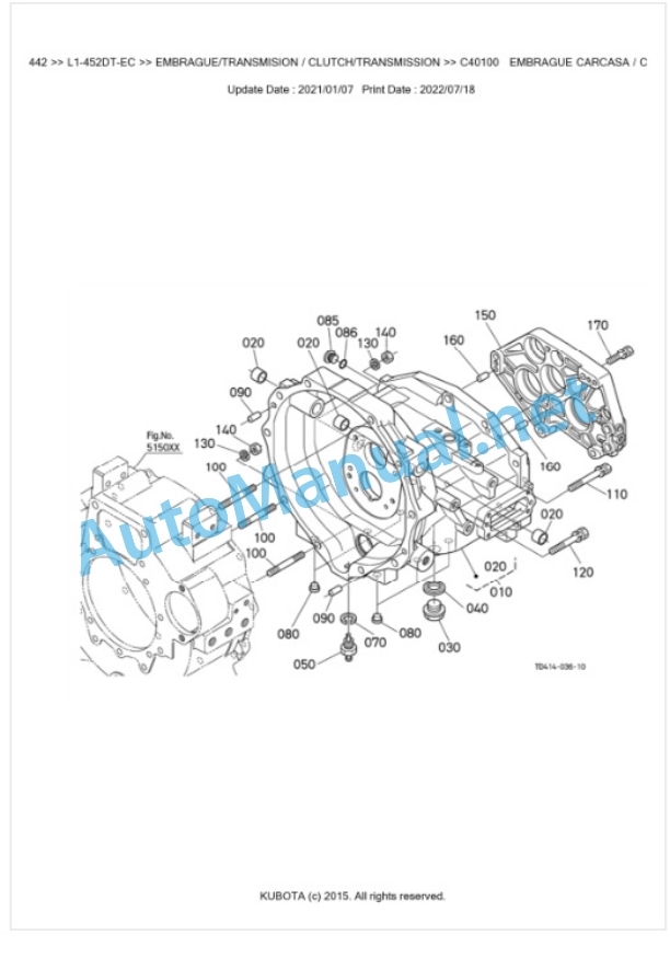 Kubota L1-452DT-EC, L2-452DT-EC Parts Manual PDF BKIDK5442-3