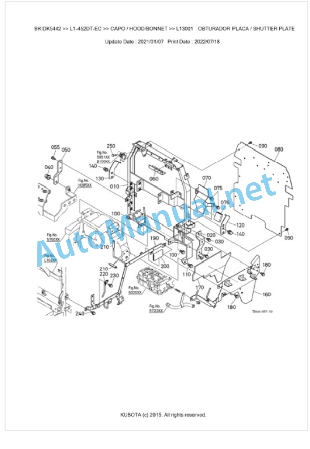 Kubota L1-452DT-EC, L2-452DT-EC Parts Manual PDF BKIDK5442-5