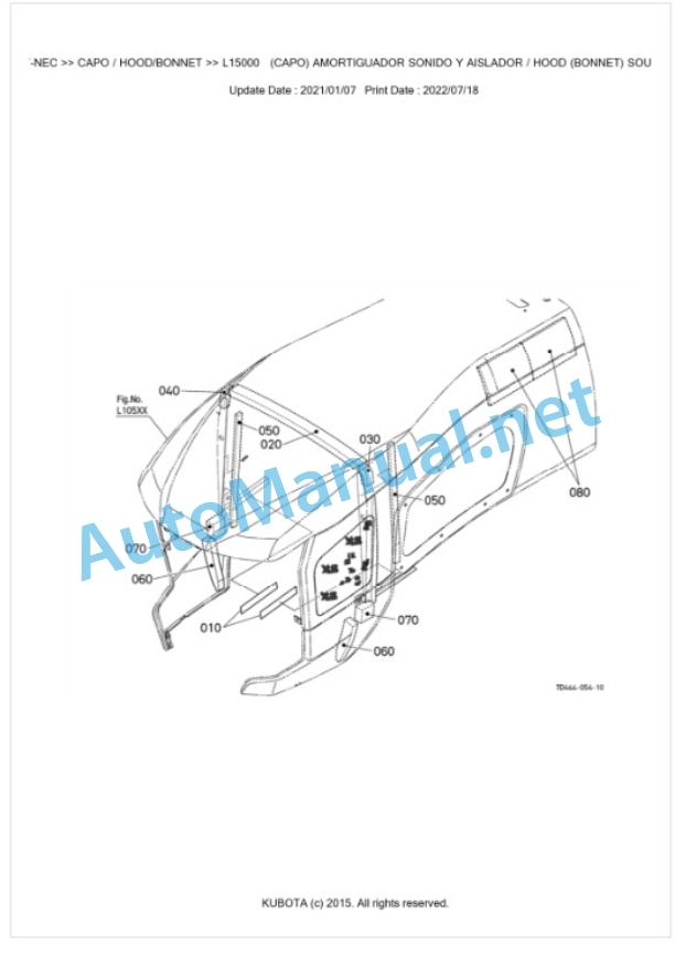 Kubota L1-452DT-NEC, L2-452DT-NEC Parts Manual PDF BKIDK5443-5